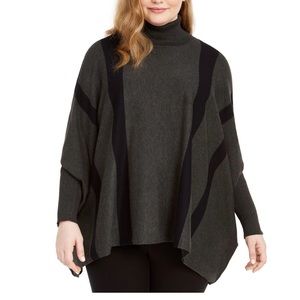 NEW Plus Size Striped Poncho Sweater